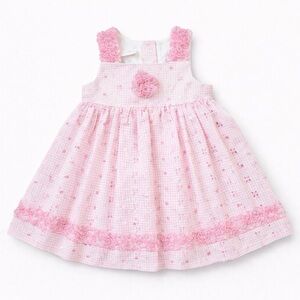 Bonnie Baby Pink Eyelet Dress w/ Bloomers 18M Ruffle Trim Floral Detail